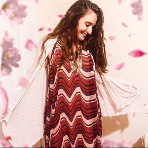 Free People Pink Chevron 70s Shapeless Mini Dress